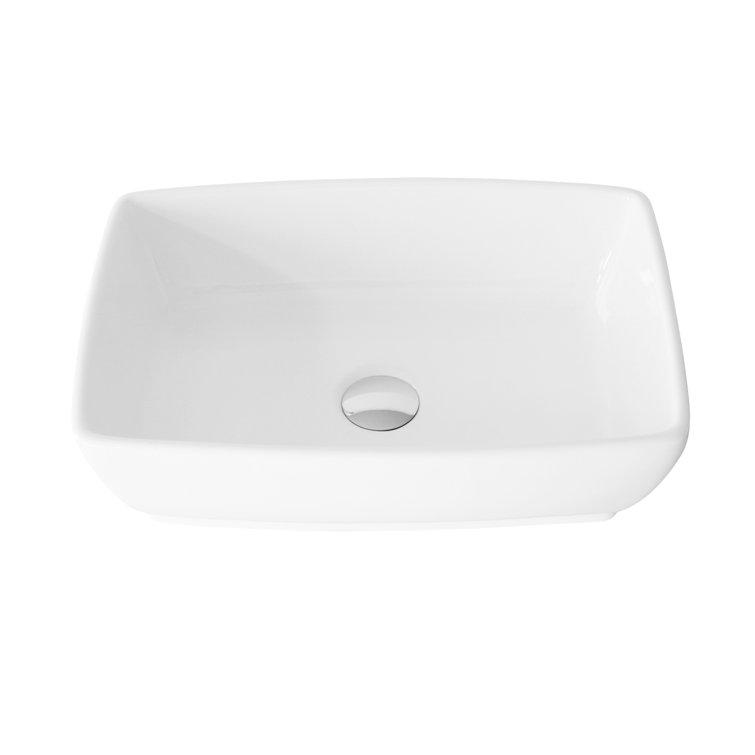 Stylish 19" White Ceramic Rectangular Vessel Sink