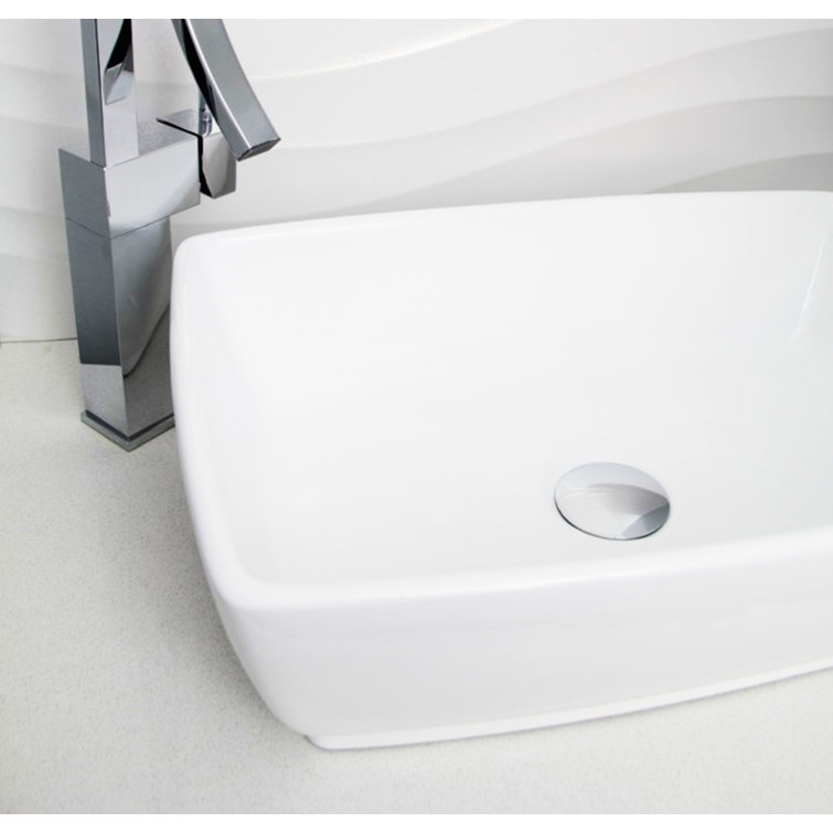 Stylish 19" White Ceramic Rectangular Vessel Sink