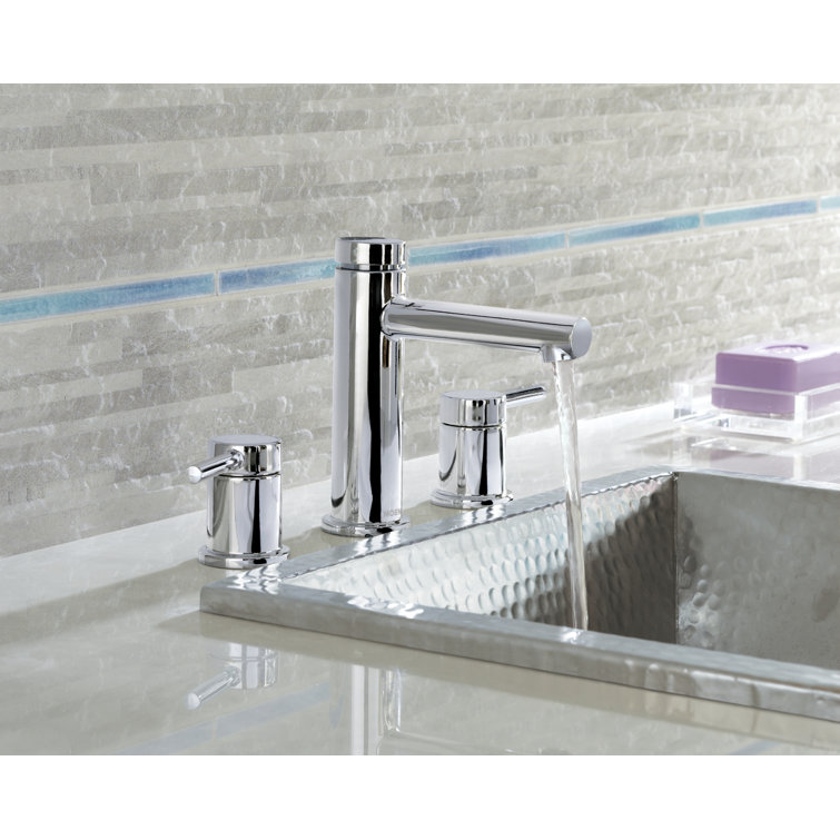 Chrome Modern Widespread Bathroom Faucet with Metal Handles