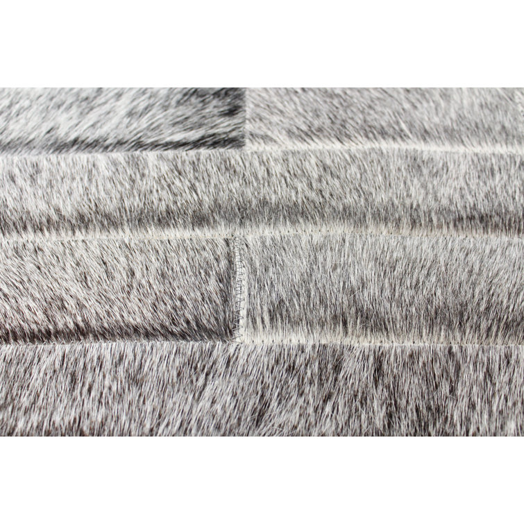 Gray Gradient Cowhide Hand-Woven Area Rug 5' x 8'
