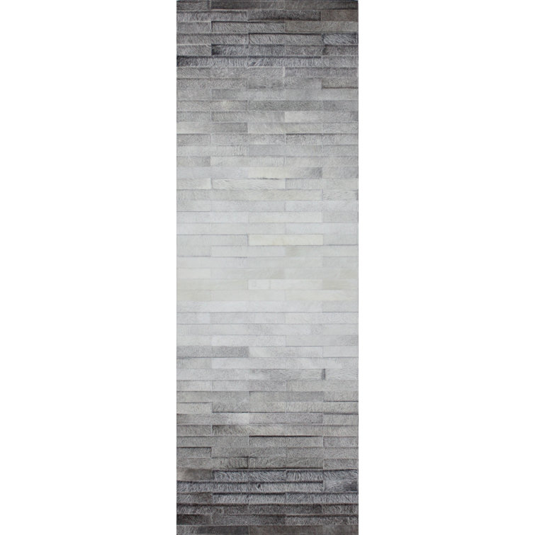 Gray Gradient Cowhide Hand-Woven Area Rug 5' x 8'