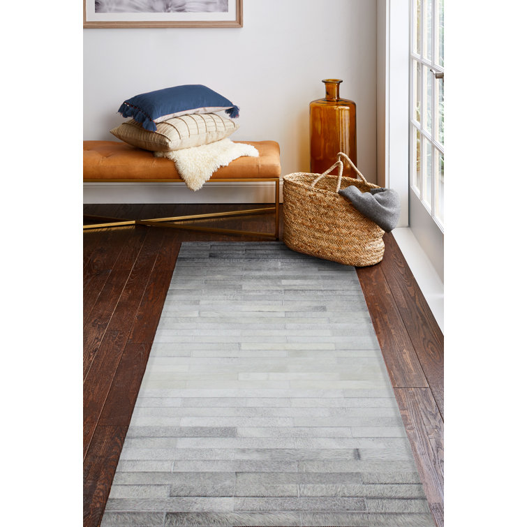 Gray Gradient Cowhide Hand-Woven Area Rug 5' x 8'