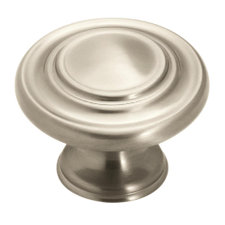 Satin Nickel Round Cabinet Knob with Mounting Hardware