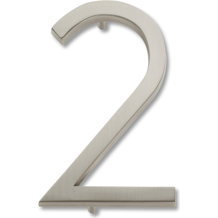 Brushed Nickel 4-1/2" Floating Metal House Number