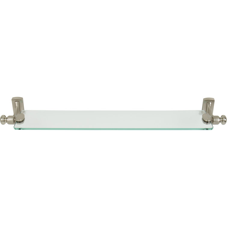 Polished Nickel Glass Wall Mount Shelf with Hardware