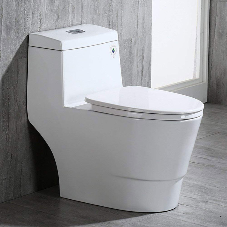 White Elongated Dual Flush High Efficiency One Piece Toilet