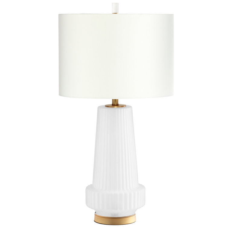 Mila Aged Brass 2-Light Table Lamp with White Shade