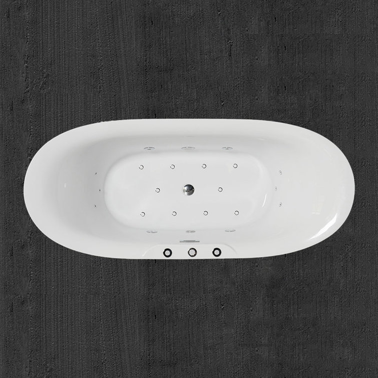 71'' White Acrylic Freestanding Double Slipper Bathtub with Jets