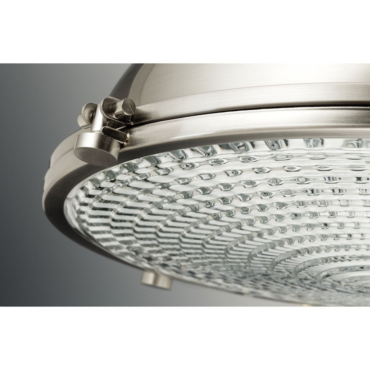 Brushed Nickel LED Pendant with Clear Fresnel Glass Lens