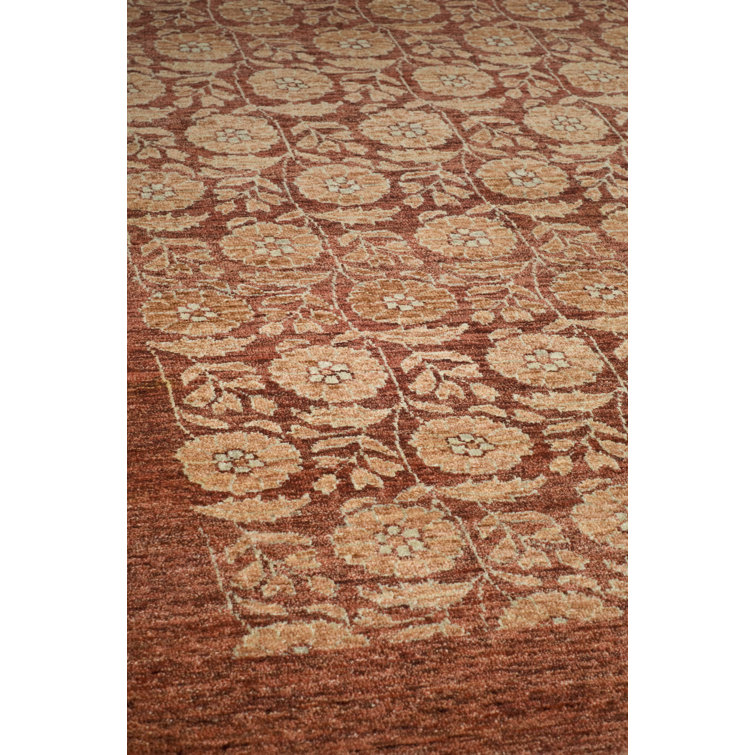 Hand-Knotted Red Wool Floral 6' x 9' Area Rug