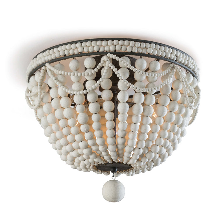 Malibu Modern 3-Light White Beaded Flushmount Ceiling Fixture