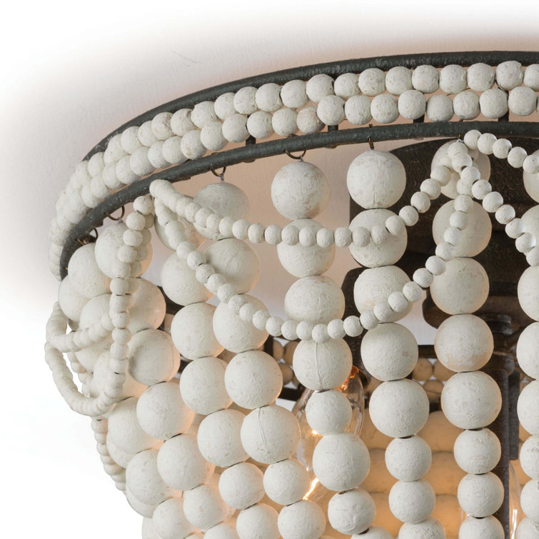Malibu Modern 3-Light White Beaded Flushmount Ceiling Fixture