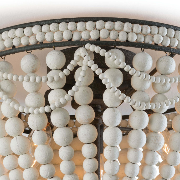 Malibu Modern 3-Light White Beaded Flushmount Ceiling Fixture