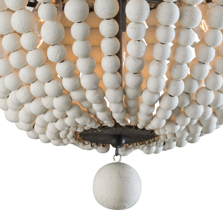 Malibu Modern 3-Light White Beaded Flushmount Ceiling Fixture