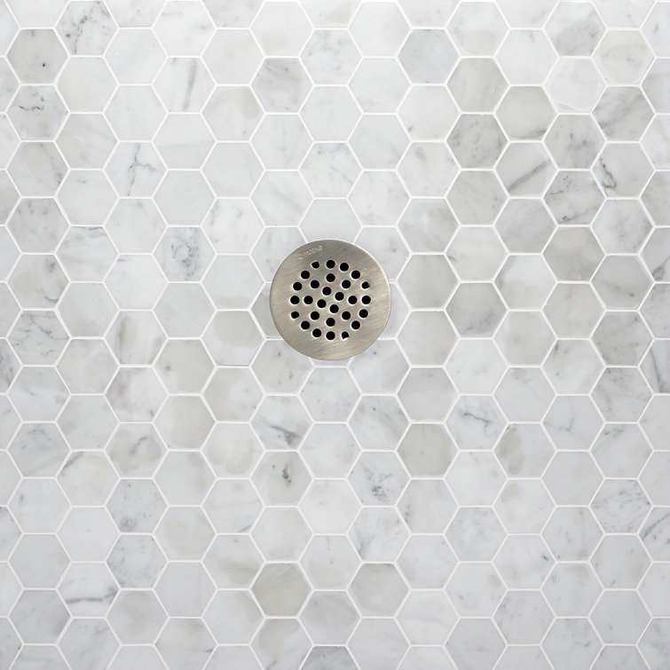 White Carrara 2" Hexagon Polished Marble Mosaic Tile
