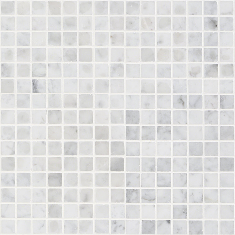 White Carrara Marble 1x1 Square Mosaic Wall Tile