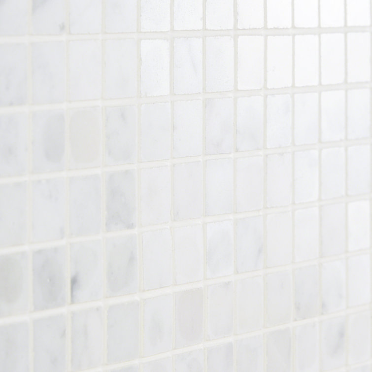 White Carrara Marble 1x1 Square Mosaic Wall Tile