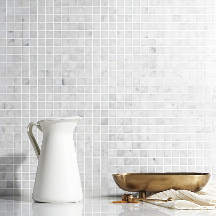 White Carrara Marble 1x1 Square Mosaic Wall Tile