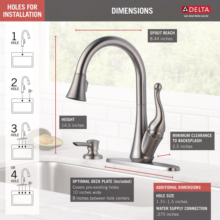 Hazelwood Stainless Steel Pull-Down Kitchen Faucet with Soap Dispenser