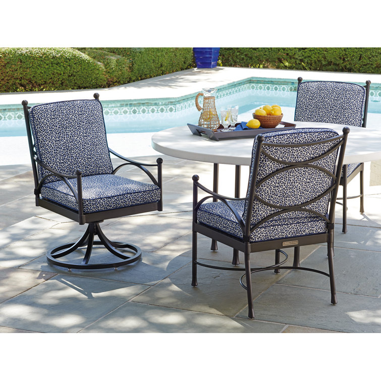 Transitional Graphite Aluminum Dining Arm Chair with Cushions