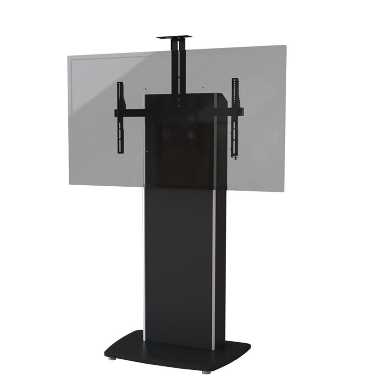 Black Single Screen Floor Stand with Shelves for 58" TV