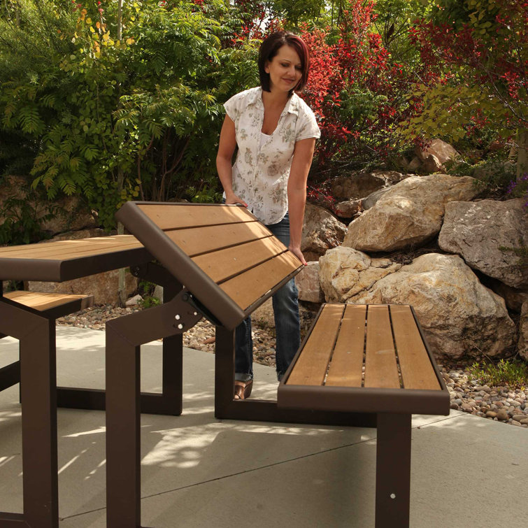 Lifetime Convertible Outdoor Bench/Table in Walnut Brown Steel