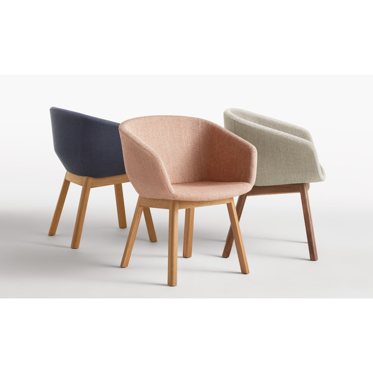 Rostenkowski Blue Upholstered Dining Chair with White Oak Legs