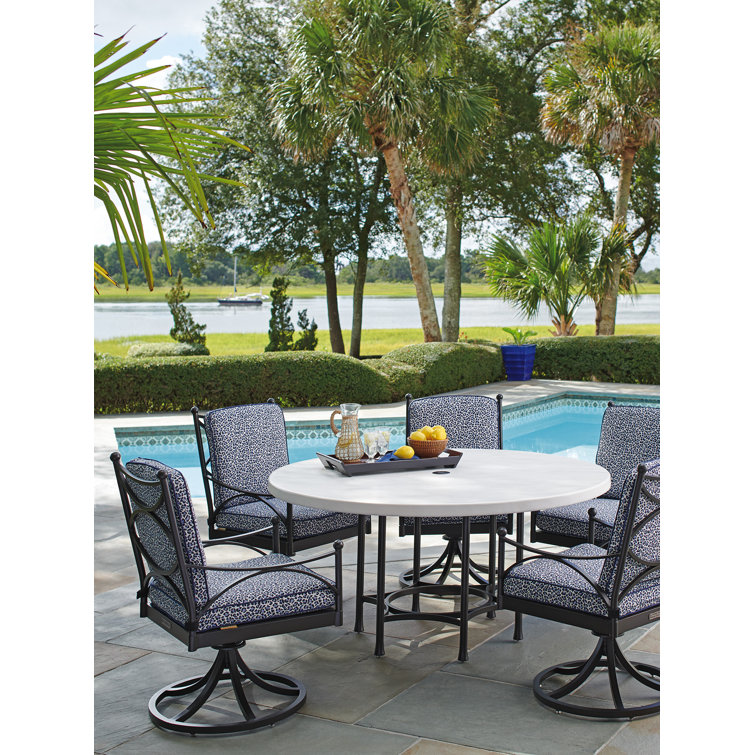 Ivory and Black Round Transitional Dining Table