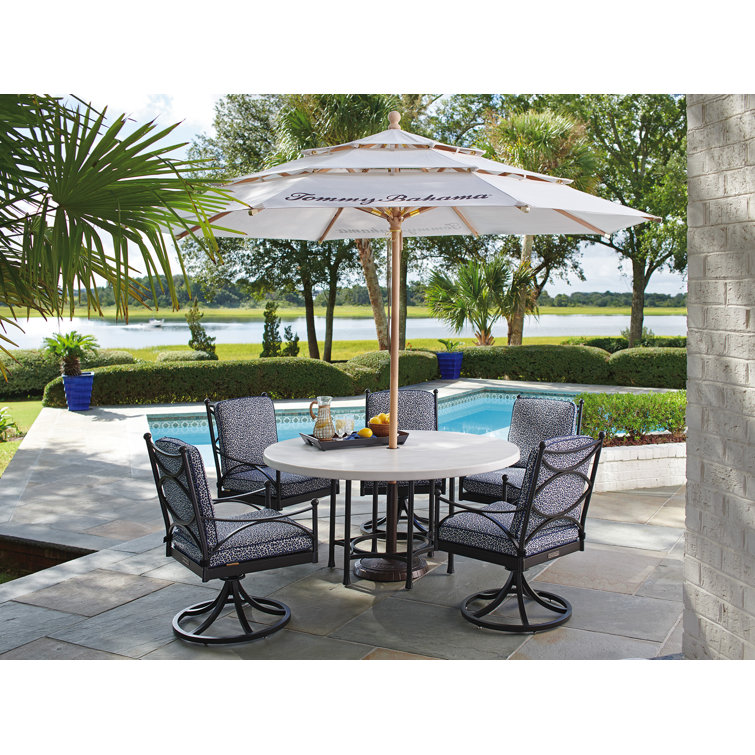 Ivory and Black Round Transitional Dining Table