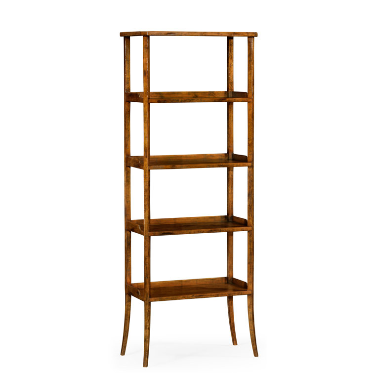 Country Farmhouse Walnut Tall Etagere Bookcase