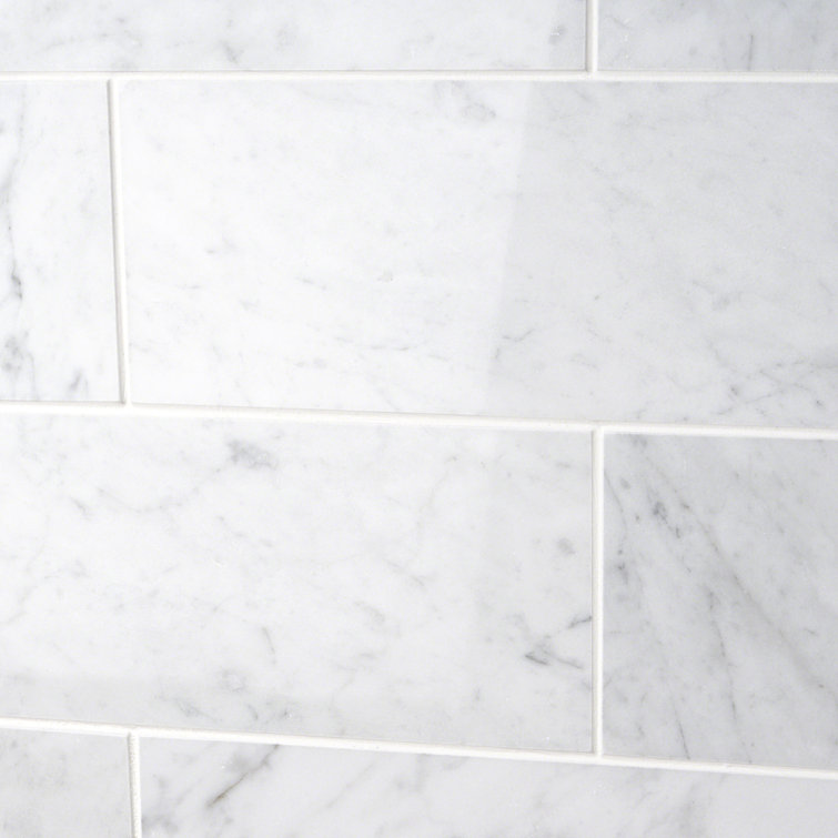 Carrara White Polished Marble 4x12 Subway Tile