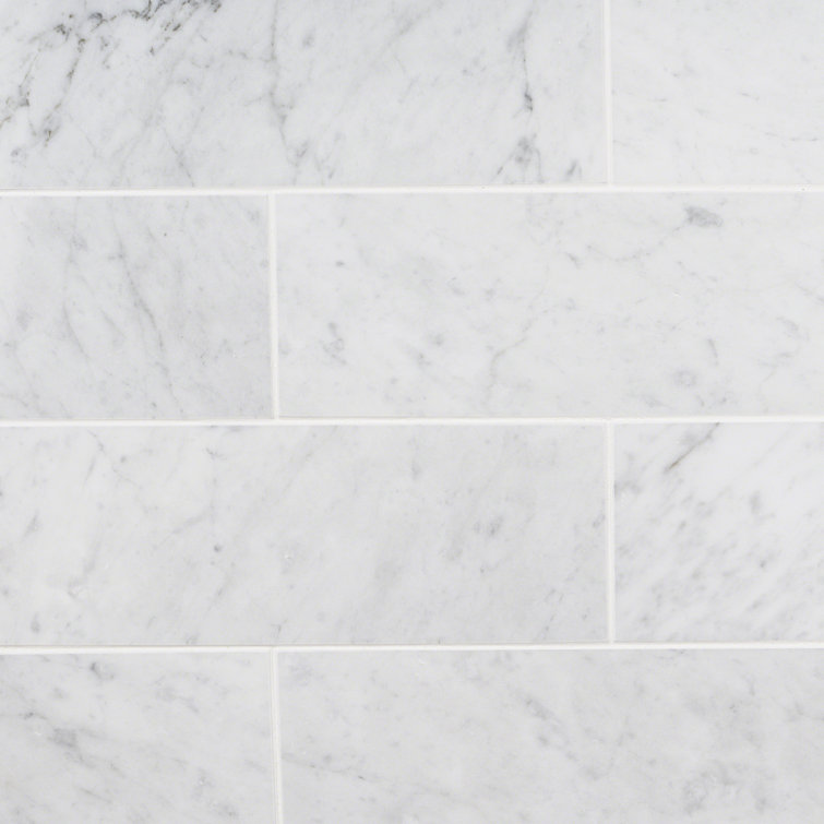 Carrara White Polished Marble 4x12 Subway Tile