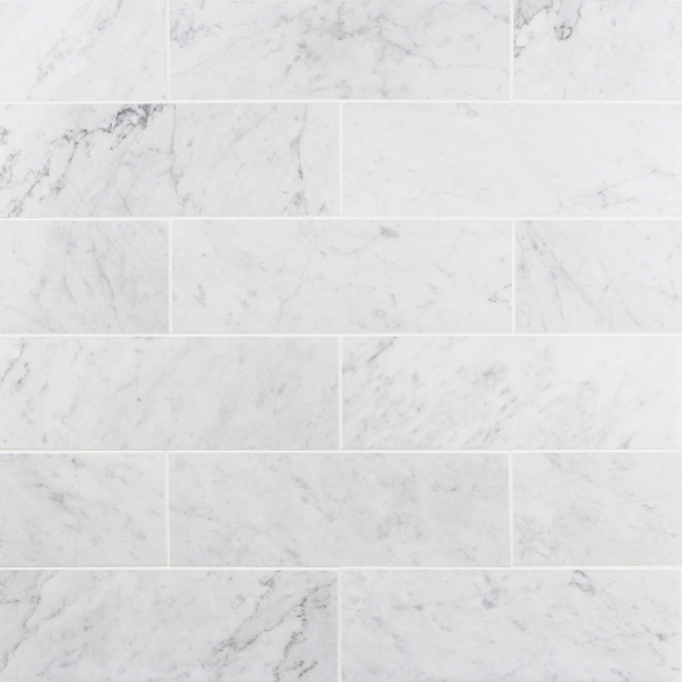 Carrara White Polished Marble 4x12 Subway Tile