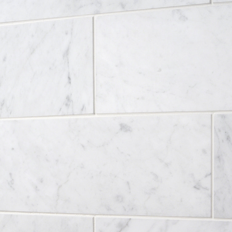 Carrara White Polished Marble 4x12 Subway Tile