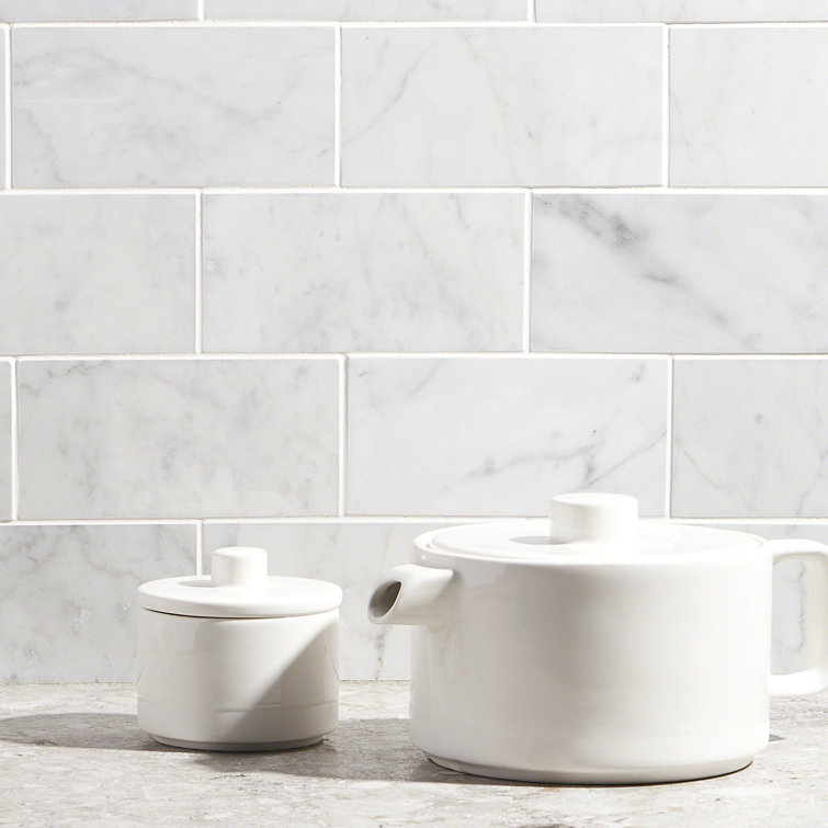 White Carrara Polished Marble Subway Tile for Floor & Wall