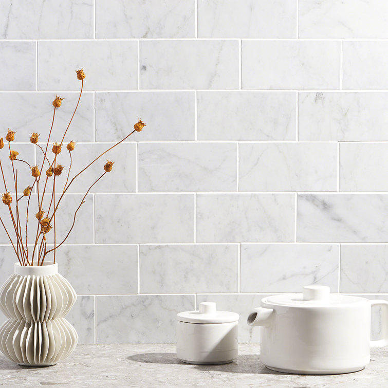 White Carrara Polished Marble Subway Tile for Floor & Wall