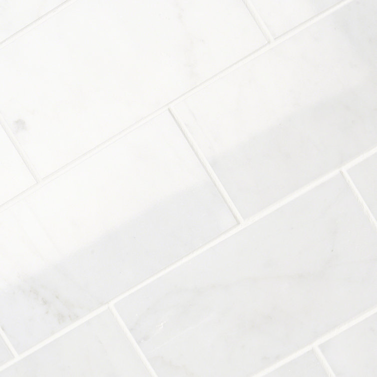 White Carrara Polished Marble Subway Tile for Floor & Wall