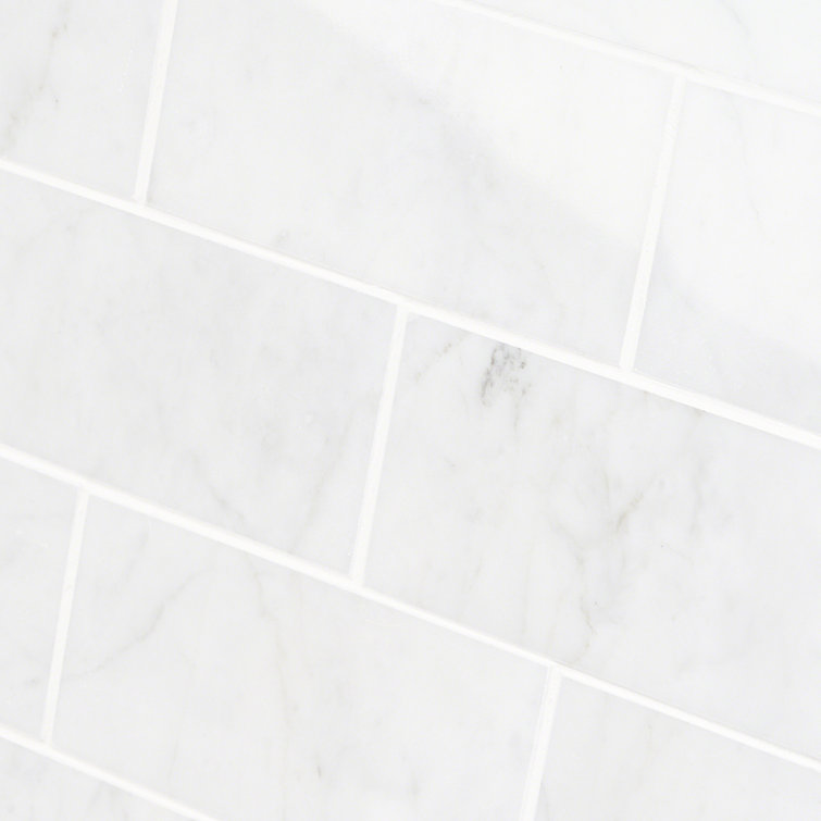White Carrara Polished Marble Subway Tile for Floor & Wall