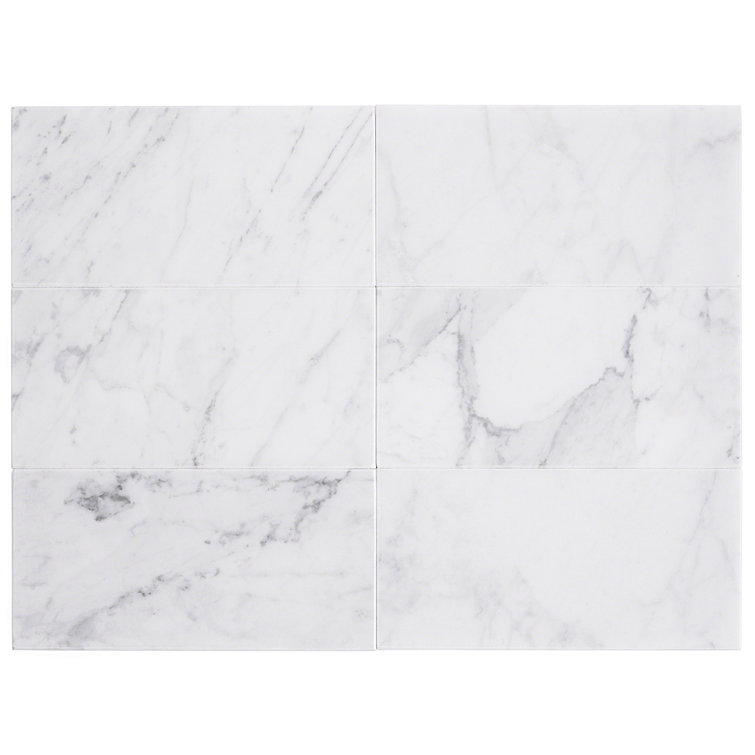 White Carrara Polished Marble Subway Tile for Floor & Wall