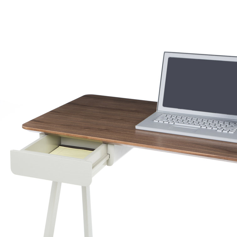 Compact White Wood Work Desk with Versatile Drawer
