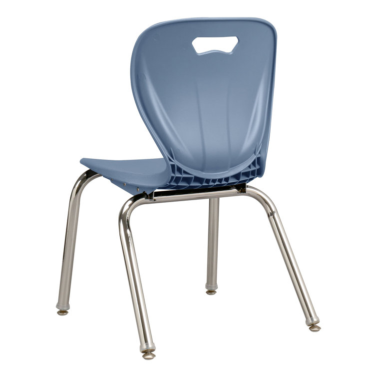 Black Plastic Stacking Classroom Chairs with Chrome Legs, Set of 4