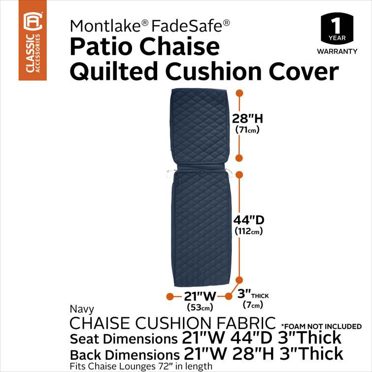 Chamomile Quilted Outdoor Chaise Lounge Cushion Cover, 72" x 21"