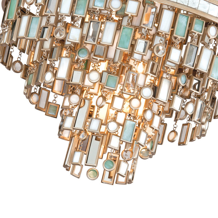 Contemporary Crystal Silver 18" Square Semi-Flush Ceiling Light