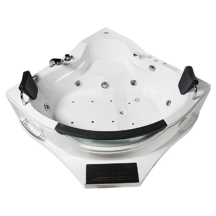 60'' x 60'' White Acrylic Corner Whirlpool Bathtub