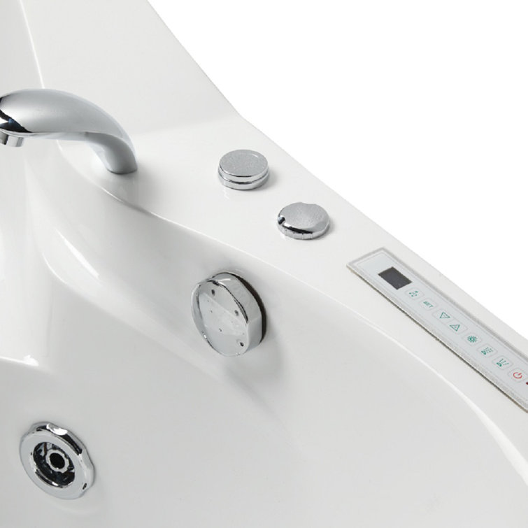 60'' x 60'' White Acrylic Corner Whirlpool Bathtub