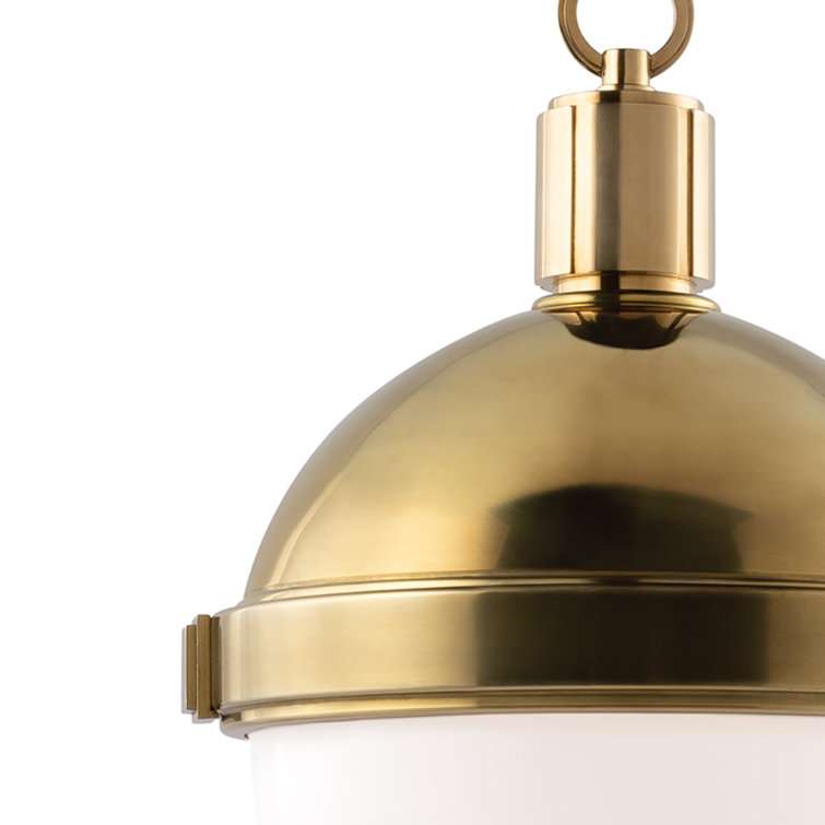Elegant Aged Brass Globe Pendant Light with White-Clear Glass Shade