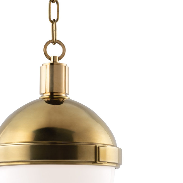 Elegant Aged Brass Globe Pendant Light with White-Clear Glass Shade