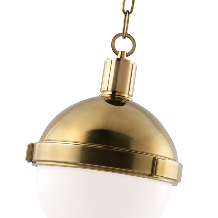 Elegant Aged Brass Globe Pendant Light with White-Clear Glass Shade