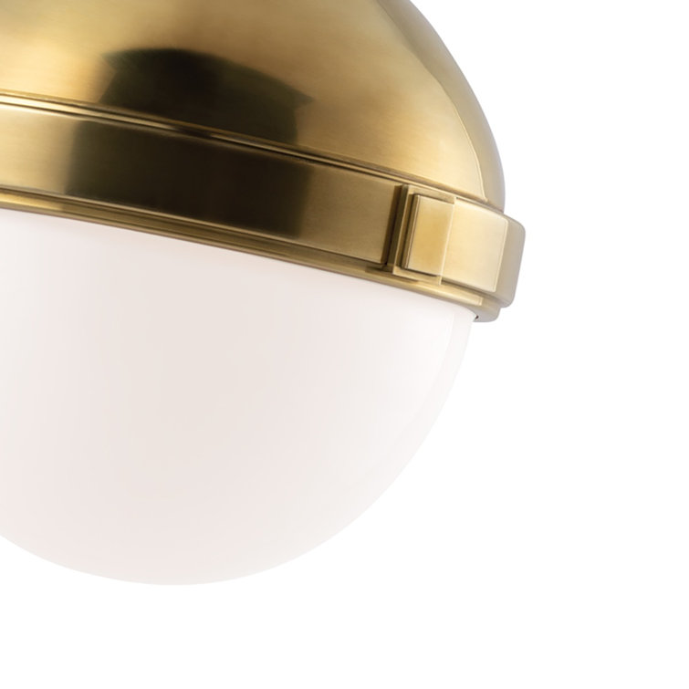 Elegant Aged Brass Globe Pendant Light with White-Clear Glass Shade