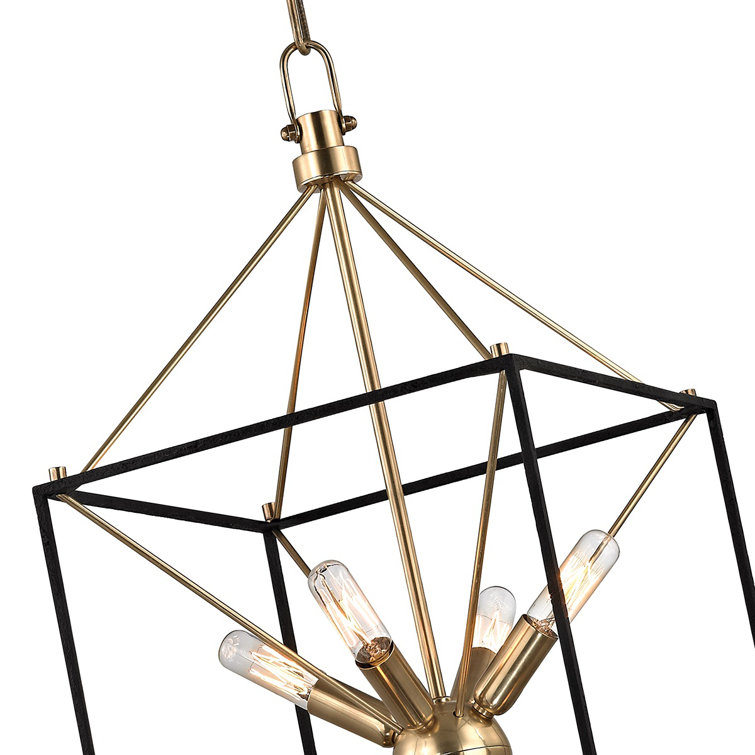 Astralis 9-Light Aged Brass Starburst Chandelier with Crystal Accents